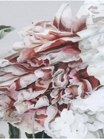 Housse de couette en satin de coton Blossom, Gris, motif floral, larg. 140 x long. 200 cm