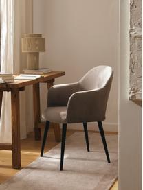 Sametová židle s područkami Rachel, Taupe, Š 55 cm, H 65 cm