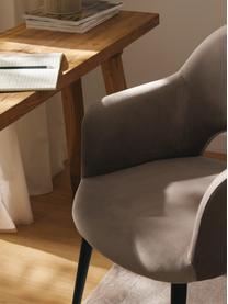 Zamatová stolička s opierkami Rachel, Zamatová sivobéžová, Š 55 x H 65 cm