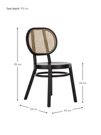 Stolička s viedenským výpletom Retro, Čierna, Š 45 x H 54 cm