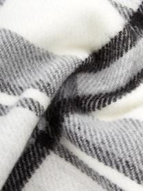 Karierte Decke Neva mit Fransenabschluss, 100% Polyacryl, Schwarz, Weiß, B 130 x L 170 cm