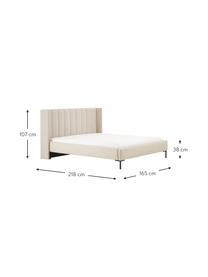 Letto imbottito Dusk, Rivestimento: tessuto finemente struttu, Piedini: metallo verniciato a polv, Tessuto beige, Larg. 180 x Lung. 200 cm