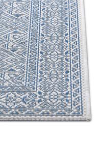In- & outdoor vloerkleed met patroon Jaffa in blauw, 100% polypropyleen, Blauw, crèmekleurig, B 160 x L 230 cm (maat M)