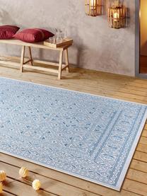 In- & outdoor vloerkleed met patroon Jaffa in blauw, 100% polypropyleen, Blauw, crèmekleurig, B 160 x L 230 cm (maat M)