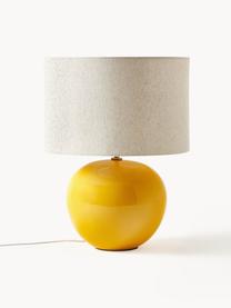 Keramische tafellamp Marin, Lampenkap: linnen (100% polyester), Lampvoet: keramiek, Zonnengeel, lichtbeige, Ø 35 x H 46 cm