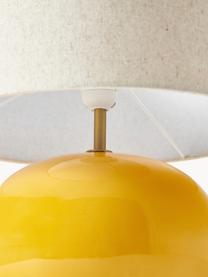 Lámpara de mesa de cerámica Marin, Pantalla: lino (100% poliéster), Cable: cubierto en tela, Amarillo sol, beige claro, Ø 35 x Al 46 cm
