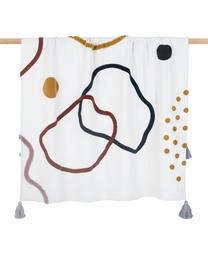 Plaid en coton motif abstrait Pablo, Endroit : multicolore Envers : blanc