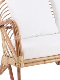 Rotan loungebank Rochester, Frame: rotan, Bekleding: polyester, Lichtbruin, wit, B 140 x H 80 cm