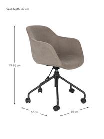 Silla de oficina tapizada en pana Junzo, Tapizado: 100% poliéster Alta resis, Estructura: metal con pintura en polv, Ruedas: plástico, Tejido taupe, An 60 x F 57 cm