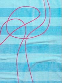 Strandtuch Flamingo, Webart: Velours Rückseite 100% Ba, Webart: Frottier, Blautöne, Rosa, 85 x 160 cm