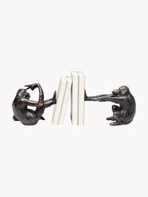 Handgemaakte boekensteun Monkey, 2-delig, Polyresin, Zwart, Set met verschillende formaten
