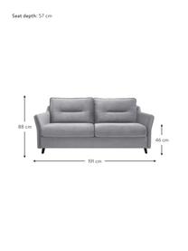 Sofa rozkładana z aksamitu Loft (3-osobowa), Tapicerka: 100% aksamit poliestrowy, Nogi: metal lakierowany, Jasny szary, S 191 x G 100 cm