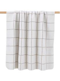 Karierte Flanelldecke Silvretta in Beige/Weiß, 85% Baumwolle, 8% Viskose, 7% Polyacryl, Beige, Naturweiß, B 140 x L 200 cm