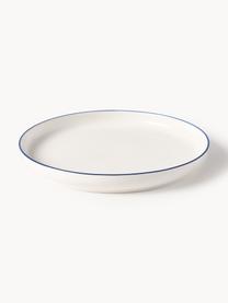 Assiettes plates en porcelaine Facile, 2 pièces, Porcelaine robuste de haute qualité (env. 50 % kaolin, 25 % quartz et 25 % feldspath), Blanc cassé avec bordure bleu foncé, Ø 25 x haut. 3 cm