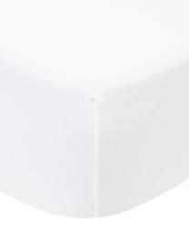 Drap-housse en jersey élasthanne pour surmatelas Lara, 95 % coton, 5 % élasthanne, Blanc, larg. 200 x long. 200 cm