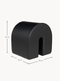 Gestoffeerde kruk Curved van nubuckleer, Bekleding: anilineleer, Zwart leer, B 36 x H 42 cm
