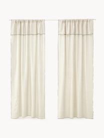 Cortinas semitransparente de lino con dobladillo Eleonara, 2 uds., 100% lino, Off White, negro, An 145 x L 260 cm