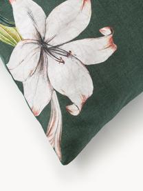Federa in raso di cotone con stampa floreale Flori, Verde scuro, multicolore, Larg. 50 x Lung. 80 cm