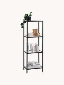 Estantería de baño Sirk, Estructura: metal pintado, Estantes: vidrio, Negro, An 36 x Al 113 cm