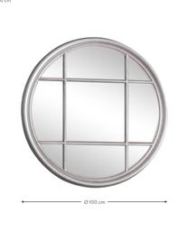 Runder Wandspiegel Eccleston mit silbernem Holzrahmen, Rahmen: Holz, lackiert, Spiegelfläche: Spiegelglas, Silberfarben, Ø 100 cm x T 4 cm