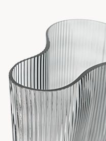 Mundgeblasene Design-Vase Dawn mit Rillenrelief, Glas, Grau, B 19 x H 20 cm