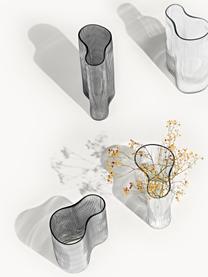 Mundgeblasene Design-Vase Dawn mit Rillenrelief, Glas, Grau, B 19 x H 20 cm