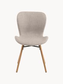 Gestoffeerde stoelen Batilda, 2 stuks, Bekleding: polyester Met 25.000 schu, Poten: eikenhout, massief, blank, Geweven stof lichtbeige, B 47 x D 53 cm