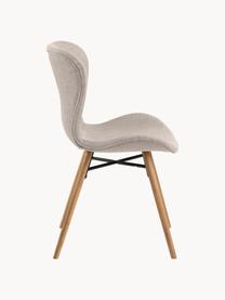 Gestoffeerde stoelen Batilda, 2 stuks, Bekleding: polyester Met 25.000 schu, Poten: eikenhout, massief, blank, Geweven stof lichtbeige, B 47 x D 53 cm