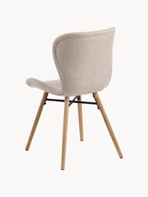 Gestoffeerde stoelen Batilda, 2 stuks, Bekleding: polyester Met 25.000 schu, Poten: eikenhout, massief, blank, Geweven stof lichtbeige, B 47 x D 53 cm