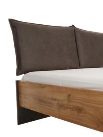 Houten bed Detroit in industrial design, Frame: MDF, Poten: gepoedercoat metaal, Eikenhoutkleurig, 160 x 200 cm