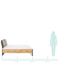 Houten bed Detroit in industrial design, Frame: MDF, Poten: gepoedercoat metaal, Eikenhoutkleurig, 160 x 200 cm