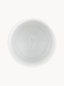 Set de cuencos artesanales de porcelan Heart, 7 pzas., Bandeja: madera, Blanco, madera, An 22 x Al 6 cm