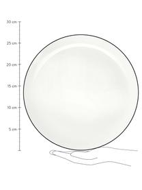 Assiette plate à table ligne noire, 4 pièces, Blanc Bord : noir