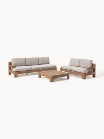 Set lounge para exterior de madera de acacia Joshua, 4 pzas., Tapizado: 100% poliéster (resistent, Gris claro, madera de acacia pintado, An 326 x F 248 cm