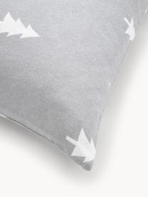 Funda de almohada de franela invernal X-mas Tree, Gris claro, blanco, An 40 x L 80 cm