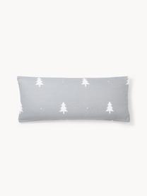 Funda de almohada de franela invernal X-mas Tree, Gris claro, blanco, An 40 x L 80 cm