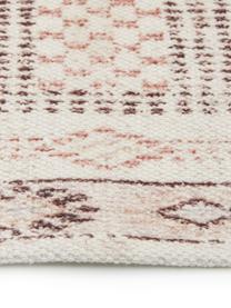 Runner in cotone con frange Tanger, 100% cotone, Color crema, terracotta, Larg. 60 x Lung. 190 cm