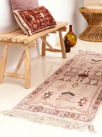 Baumwollläufer Tanger mit Fransenabschluss, 100% Baumwolle, Cremefarben,Terrakotta, 60 x 190 cm