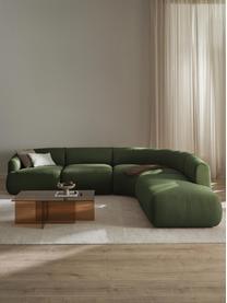 Canapé d'angle modulable 4 places en tissu bouclé Sofia, Bouclé vert foncé, larg. 318 x prof. 298 cm, méridienne à droite