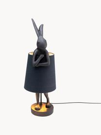 Lampada da tavolo grande di design Rabbit, Paralume: lino, Asta: acciaio verniciato a polv, Nero, Ø 23 x Alt. 68 cm