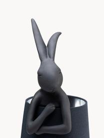 Große Design Tischlampe Rabbit, Lampenschirm: Leinen, Lampenfuß: Kunststoff, Stange: Stahl, pulverbeschichtet, Schwarz, Ø 23 x H 68 cm