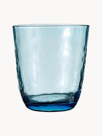 Mundgeblasene Wassergläser Hammered mit unebener Oberfläche, 4 Stück, Glas, mundgeblasen, Blau, transparent, Ø 9 x H 10 cm, 250 ml