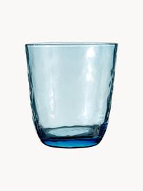 Vasos de vidrio soplado artesanalmente Hammered, 4 uds., Vidrio soplado artesanalmente, Azul transparente, Ø 9 x Al 10 cm, 250 ml