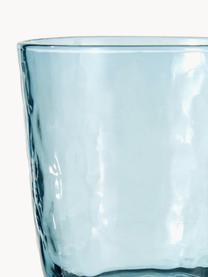 Bicchiere acqua in vetro soffiato irregolare Hammered 4 pz, Vetro soffiato, Blu trasparente, Ø 9 x Alt. 10 cm, 250 ml