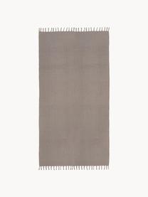 Dünner Baumwollteppich Agneta, handgewebt, 100 % Baumwolle, Taupe, B 70 x L 140 cm (Größe XS)