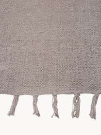 Dünner Baumwollteppich Agneta, handgewebt, 100 % Baumwolle, Taupe, B 70 x L 140 cm (Größe XS)