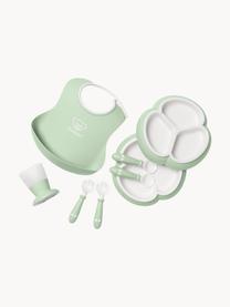 Vaisselle pour enfants avec bavoir Bliss, 8 élém., Plastique, Vert sauge, blanc, Lot de différentes tailles