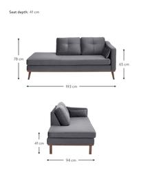 Fluwelen chaise longue Alva in donkergrijs met beukenhout-poten, Bekleding: fluweel (hoogwaardig poly, Frame: massief grenenhout, Poten: massief gebeitst beukenho, Fluweel donkergrijs, B 193 x D 94 cm