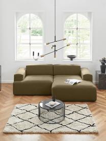 Canapé d'angle 3 places Melva, Tissu vert olive, larg. 239 x prof. 143 cm, méridienne à gauche
