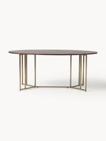 Ovale eettafel Luca van mangohout, verschillende formaten, Tafelblad: massief mangohout, gebors, Frame: gepoedercoat metaal, Mangohout, goudkleurig, B 240 x D 100 cm